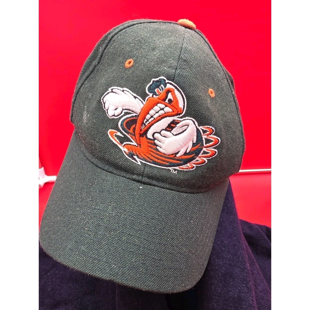 Miami Hurricanes NCAA Zephyr 35% Wool Fitted Hat Mascot sz 7 1/8 green Baseball